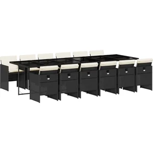 vidaXL Ensemble à manger de jardin 13 pcs coussins noir résine tressée pas cher