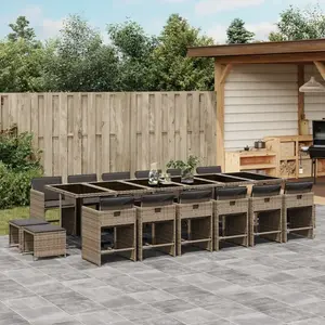 vidaXL Ensemble à manger de jardin 17 pcs et coussins résine tressée pas cher