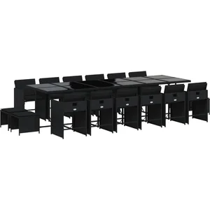 vidaXL Ensemble à manger de jardin 17 pcs coussins noir résine tressée pas cher