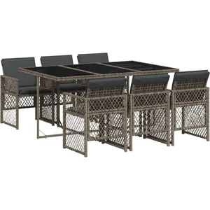 Comparateur de prix : vidaXL Ensemble à manger de jardin et coussins 7 pcs gris rotin