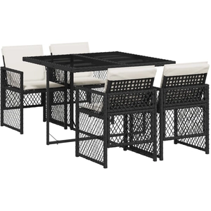 vidaXL Ensemble à manger de jardin coussins 5pcs noir résine tressée pas cher