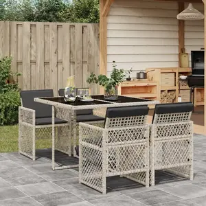 vidaXL Ensemble à manger de jardin et coussins 5 pcs gris clair rotin pas cher