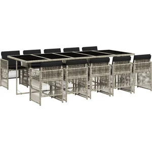 vidaXL Ensemble à manger de jardin 11pcs avec coussins gris poly rotin pas cher