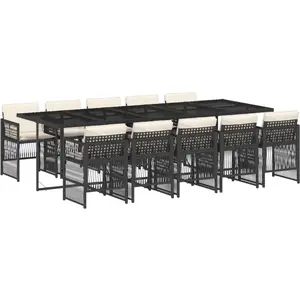vidaXL - 11-delige - Tuinset - met - kussens - poly - rattan - zwart pas cher
