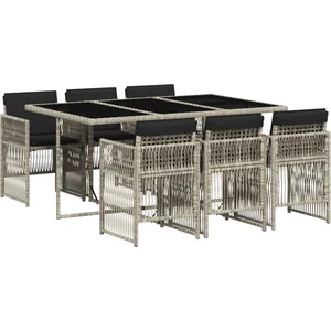 vidaXL Ensemble à manger de jardin et coussins 7 pcs gris clair rotin pas cher