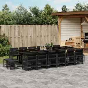Comparateur de prix : vidaXL - 17-delige - Tuinset - met - kussens - poly - rattan - zwart