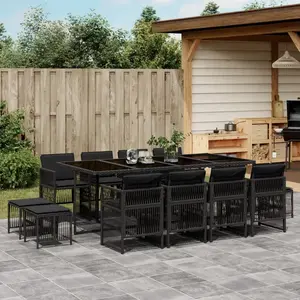 vidaXL - 13-delige - Tuinset - met - kussens - poly - rattan - zwart pas cher