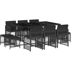 vidaXL - 11-delige - Tuinset - met - kussens - poly - rattan - zwart pas cher