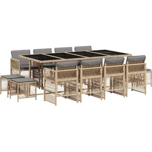 Comparateur de prix : vidaXL - 13-delige - Tuinset - met - kussens - poly - rattan - gemengd - beige