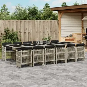 vidaXL Ensemble à manger de jardin et coussins 13 pcs gris clair rotin pas cher