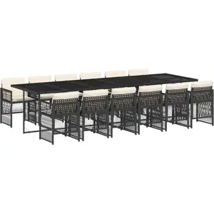vidaXL - 13-delige - Tuinset - met - kussens - poly - rattan - zwart pas cher