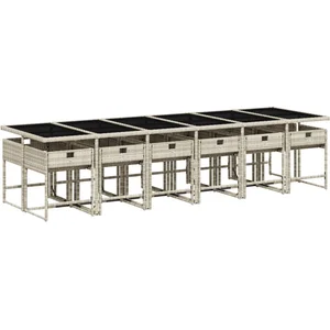 vidaXL Ensemble à manger de jardin et coussins 13 pcs gris clair rotin pas cher