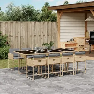 vidaXL Ensemble à manger de jardin et coussins 9 pcs mélange beige pas cher