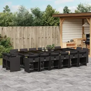 vidaXL Ensemble à manger de jardin coussins 17 pcs résine tressée pas cher