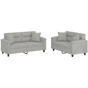 Comparateur de prix : vidaXL Ensemble de canapés 2 pcs coussins Gris clair Tissu microfibre