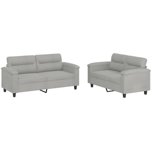 vidaXL Ensemble de canapés 2 pcs coussins gris clair tissu microfibre pas cher