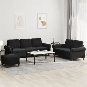 Comparateur de prix : vidaXL Ensemble de canapés 3 pcs avec coussins Noir Velours