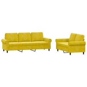 vidaXL Ensemble de canapés 2 pcs avec coussins Jaune Velours pas cher