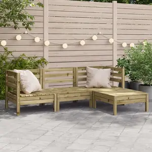 vidaXL Canapé de jardin 3 places avec repose-pieds bois pin imprégné pas cher