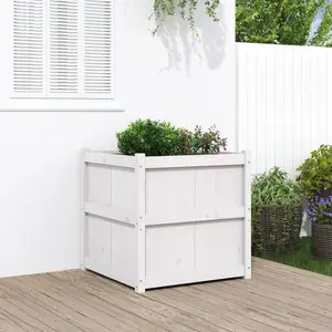 vidaXL Jardinière d'extérieur blanc 70x70x70 cm bois de pin massif pas cher