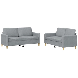 vidaXL Ensemble de canapés 2 pcs avec coussins Gris clair Tissu pas cher