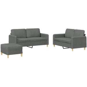 vidaXL Ensemble de canapés 2 pcs avec coussins Gris foncé Tissu pas cher