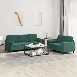vidaXL Vidaxl Ensemble De Canapés 2 Pcs Avec Coussins Vert Foncé Velours pas cher