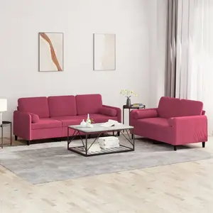 vidaXL Ensemble de canapés 2 pcs avec coussins rouge bordeaux velours pas cher