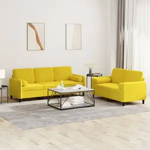 vidaXL Ensemble de canapés 2 pcs avec coussins jaune velours pas cher