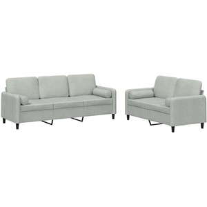 vidaXL Ensemble de canapés 2 pcs avec coussins gris clair velours pas cher