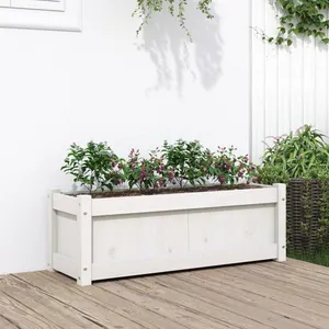 vidaXL Jardinière blanc 90x31x31 cm bois massif de pin pas cher