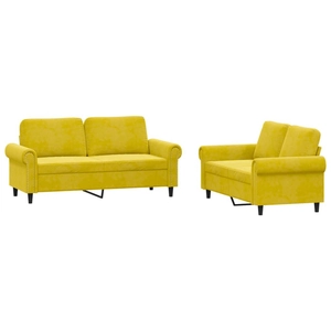 vidaXL Ensemble de canapés 2 pcs avec coussins Jaune Velours