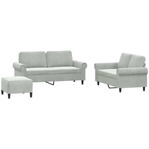 vidaXL Ensemble de canapés 3 pcs avec coussins Gris clair Velours
