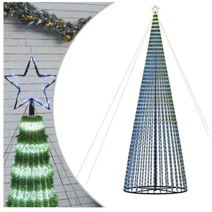 vidaXL Arbre de Noël lumineux conique 1544 LED bleu 500 cm pas cher