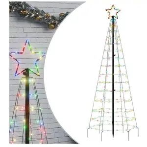 vidaXL Arbre de Noël lumineux avec piquets 220 LED coloré 180 cm pas cher