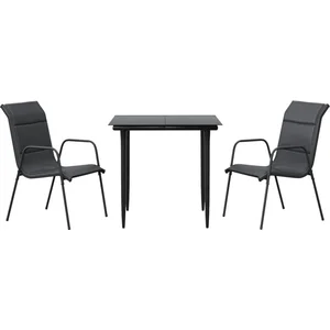 vidaXL Ensemble à manger de jardin 3 pcs noir textilène et acier pas cher