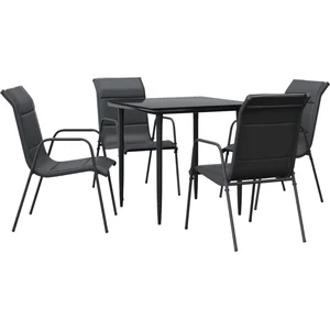 vidaXL Ensemble à manger de jardin 5 pcs noir textilène et acier pas cher