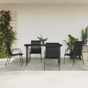 vidaXL Ensemble à manger de jardin 5 pcs noir textilène et acier pas cher