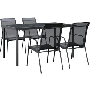 vidaXL Ensemble à manger de jardin 5 pcs noir textilène et acier pas cher