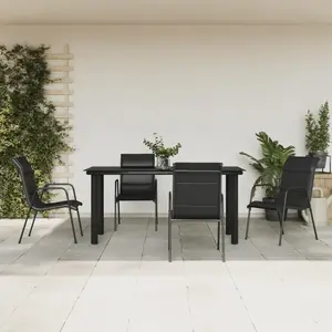 vidaXL Ensemble à manger de jardin 5 pcs noir textilène et acier pas cher