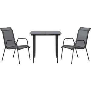 vidaXL Ensemble à manger de jardin 3 pcs noir textilène et acier pas cher