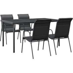 vidaXL Ensemble à manger de jardin 5 pcs noir textilène et acier pas cher