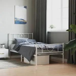 vidaXL Cadre de lit métal avec tête de lit/pied de lit blanc 80x200 cm pas cher
