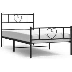 vidaXL Cadre de lit métal avec tête de lit/pied de lit noir 90x190 cm pas cher