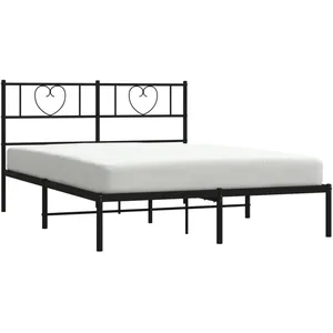 vidaXL Cadre de lit métal avec tête de lit noir 160x200 cm pas cher