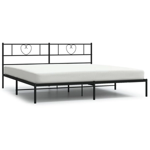 vidaXL Cadre de lit métal avec tête de lit noir 183x213 cm pas cher