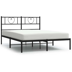 vidaXL Cadre de lit métal avec tête de lit noir 135x190 cm pas cher