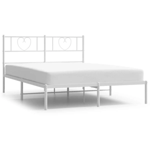 vidaXL Cadre de lit métal avec tête de lit blanc 150x200 cm pas cher