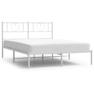 vidaXL Cadre de lit métal avec tête de lit blanc 140x190 cm pas cher
