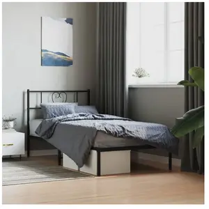 vidaXL Cadre de lit métal avec tête de lit noir 90x190 cm pas cher